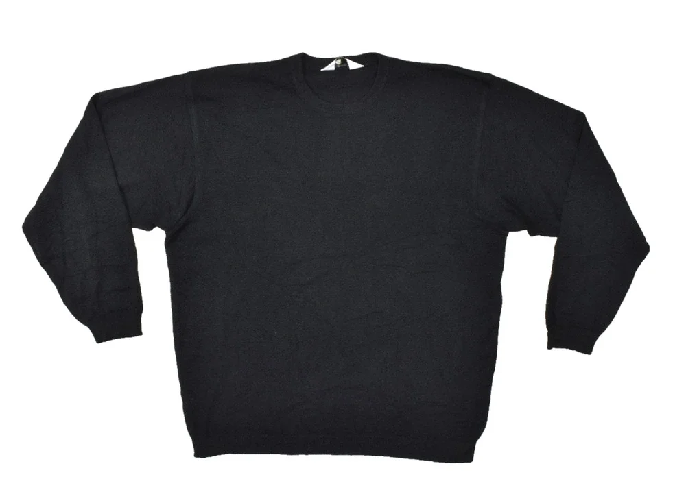 DALMINE Uomo Italy Black Pure New Wool Crewneck Sweater Men's Size L 52 - Picture 1 of 8